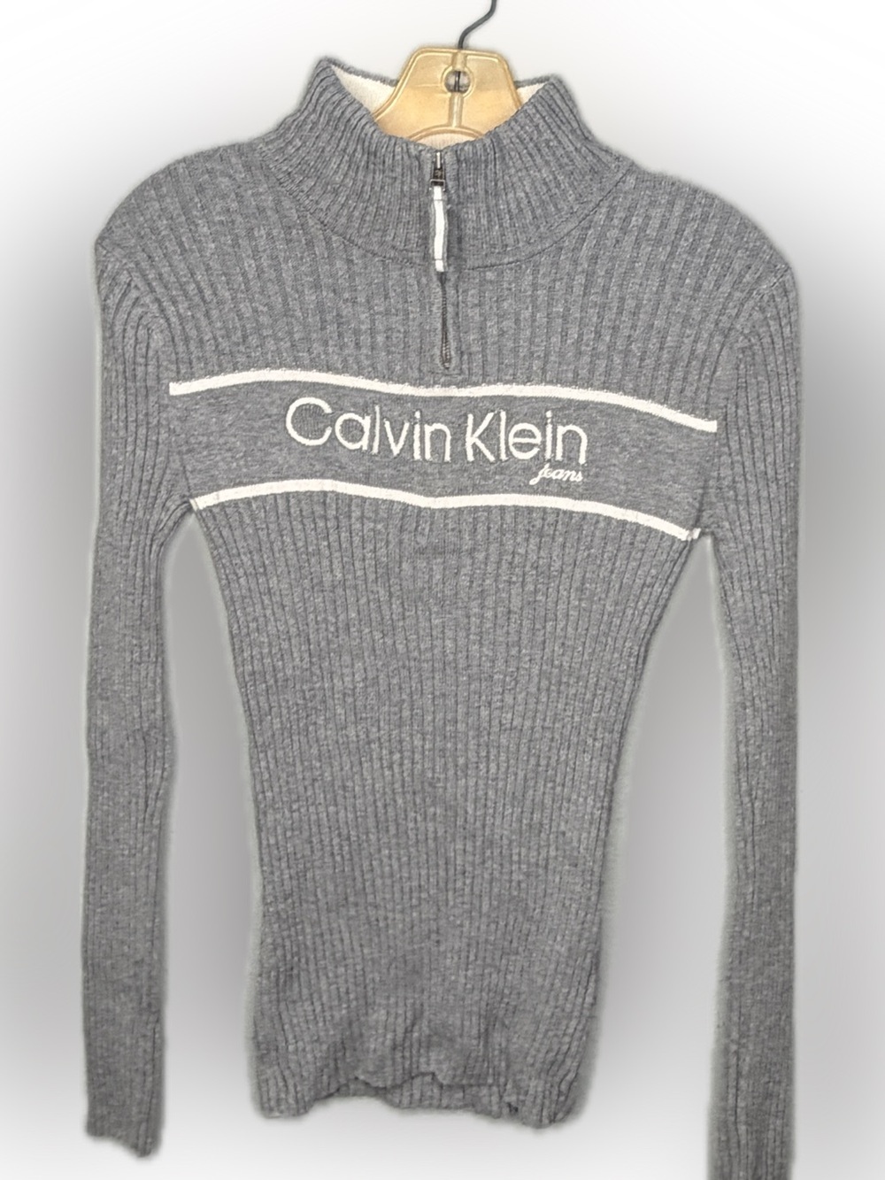 Calvin Klein Jeans Gray Ribbed Sweater